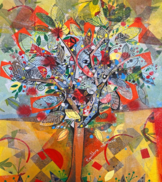 Equilibre retrouvé - Original Acrylic Painting on Canvas - 15.7 x 11.8 in
